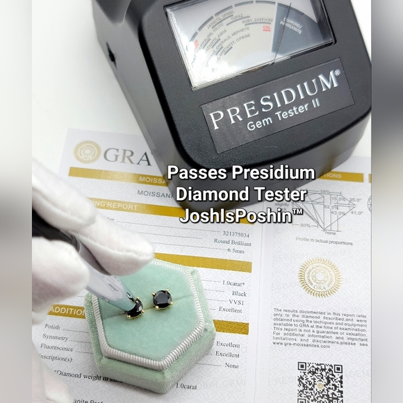 2CT. T.W. Black Moissanite stud earrings in 18K gold over sterling silver - Picture 4 of 13